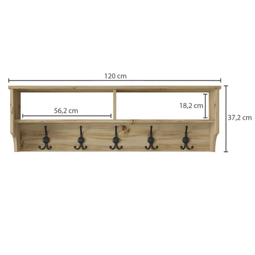 Cuier perete cu 5 agățători triple DAISY  120 cm, Opțiuni culoare