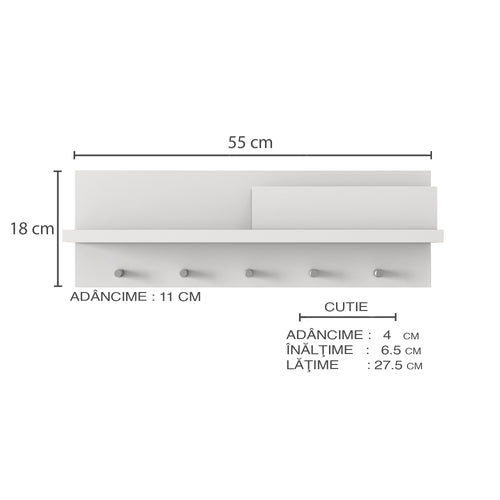 Cuier perete cu cutie HELEN 55 cm