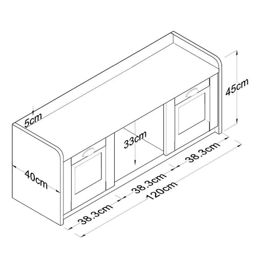 Bancheta cu depozitare PRETTY 2 uși 120 cm - Maroom