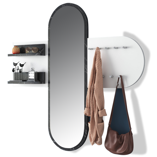 Cuier cu oglindă HELEN 122 cm 2 rafturi 9 agățători, Opțiuni culoare