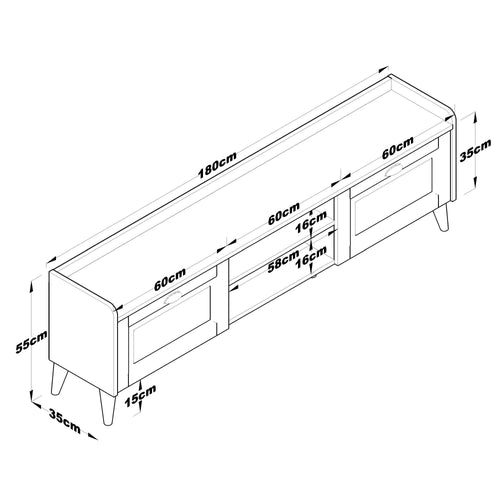 Comodă Tv PRETTY 2 rafturi 2 uşi 180 cm - Maroom
