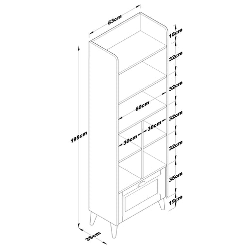 Bibliotecă PRETTY 7 rafturi 1 uşă 63 x 195 cm - Maroom