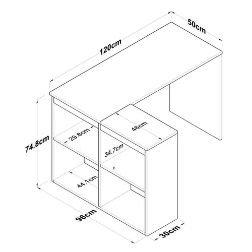 Birou SUCCESS 4 rafturi (120+46) x 50 cm - Maroom