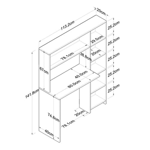 Birou SUCCESS 6 rafturi 113 x 40 cm - Maroom