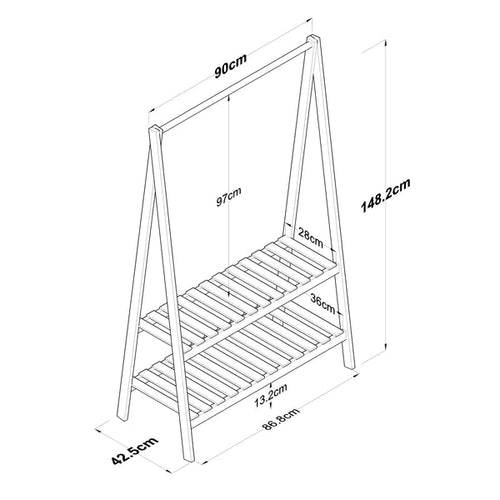 Cuier și pantofar BONNIE 90 cm - Maroom