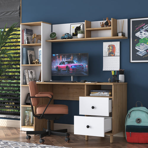 Birou VICTORIA 7 rafturi 2 sertare 120 x 50 cm, Opțiuni culoare