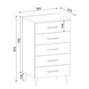Comodă HEIDI 5 sertare 50 x 88 cm, Opțiuni culoare - Maroom