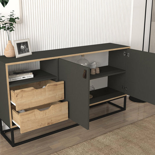 Comodă DORIS 2 uși 2 sertare 1 raft 150 x 80 cm - Maroom