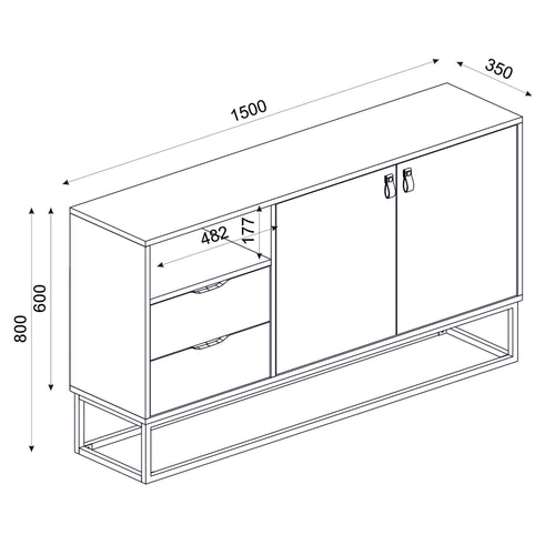 Comodă DORIS 2 uși 2 sertare 1 raft 150 x 80 cm - Maroom