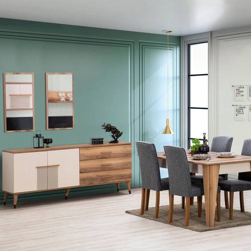 Comodă FULYA 2 uşi 3 sertare 190 x 81 cm - Maroom