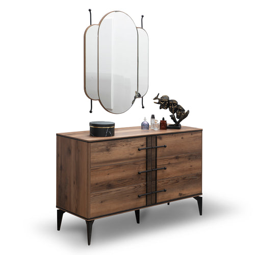 Comodă LOTTO 6 sertare 130 x 81 cm, Nuc