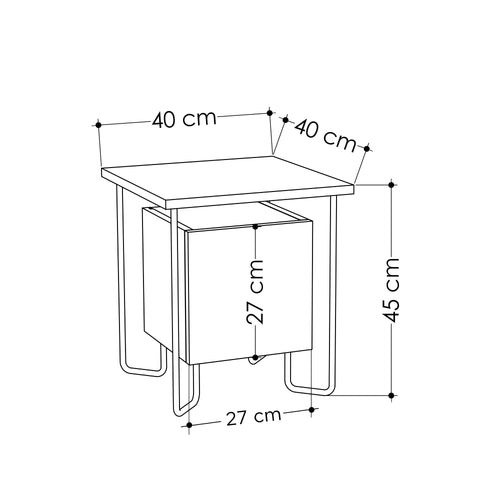 Noptieră ATLAS 1 ușă 40 x 45 cm, Opțiuni culoare - Maroom