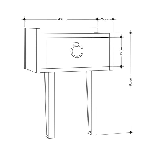 Noptieră EMMA 1 sertar 40 x 54 cm, Opțiuni culoare - Maroom
