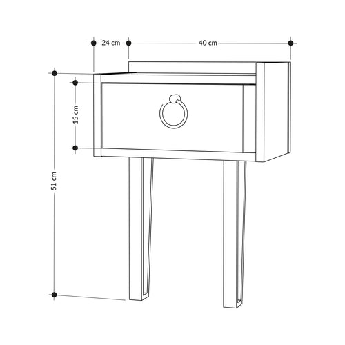 Noptieră EMMA 1 sertar 40 x 54 cm, Opțiuni culoare - Maroom