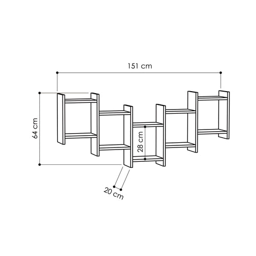 Raft de perete SKY 151 x 64 cm, Opțiuni culoare - Maroom