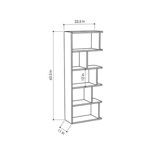 Bibliotecă BERLIN 5 rafturi 62 x 159 cm, Opțiuni culoare - Maroom