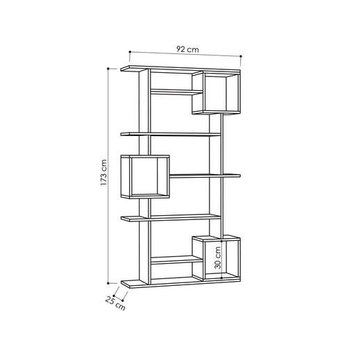 Bibliotecă TRIP 9 rafturi 92 x 173 cm, Opțiuni culoare - Maroom