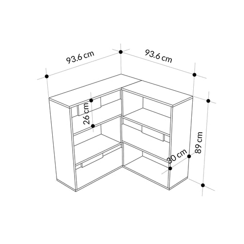 Bibliotecă ANJELIQUE 6 rafturi 158 x 89 cm, Opțiuni culoare - Maroom