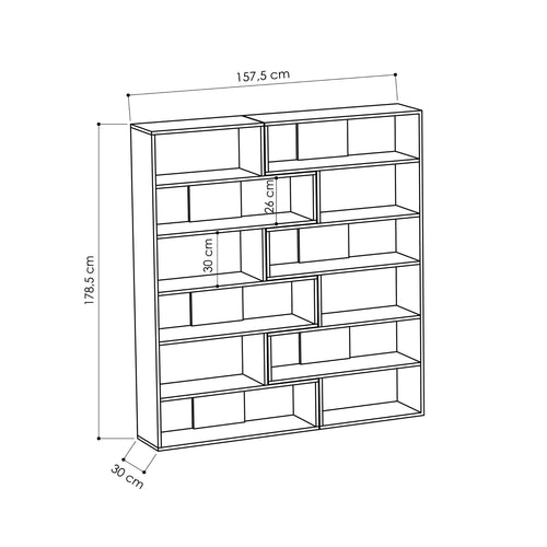 Bibliotecă ANJELIQUE 12 rafturi 94 x 179 cm, Opțiuni culoare - Maroom