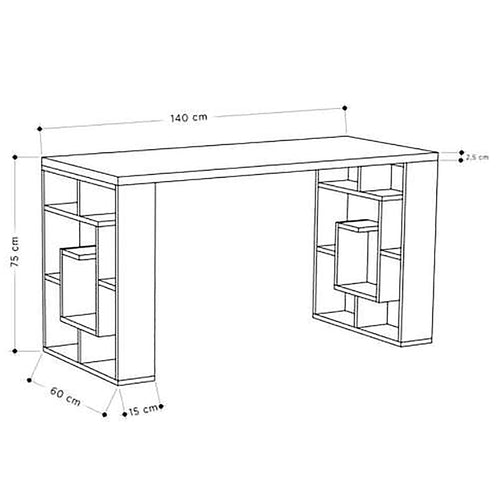 Birou DALI 12 rafturi 140 x 60 cm, Opțiuni culoare - Maroom
