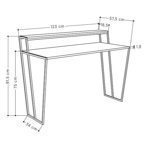 Birou AURA 1 raft 124 x 58 cm, Opțiuni culoare - Maroom