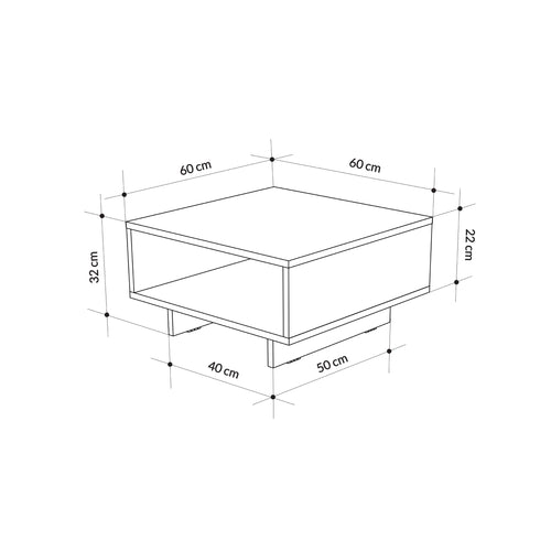 Măsuță cafea TUNNEL 1 raft 60 x 60 cm, Opțiuni culoare - Maroom