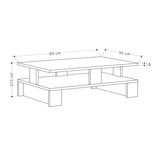 Măsuță cafea TOKYO 1 raft 80 x 50 cm, Opțiuni culoare - Maroom
