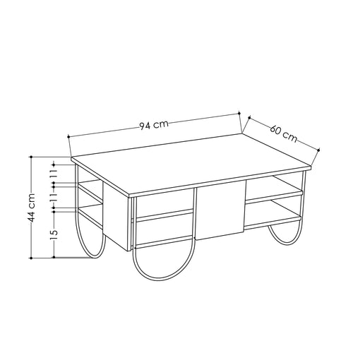 Măsuță cafea MAVERICK 2 rafturi 94 x 60 cm, Opțiuni culoare - Maroom
