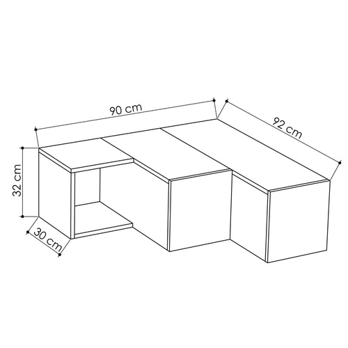Comodă TV CUBIC 1 raft 2 sertare 90 x 92 cm, Opțiuni culoare - Maroom