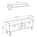 Set Comodă TV ASHLEY 3 rafturi 2 uşi 140 cm, Opțiuni culoare - Maroom