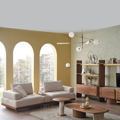 Canapea modulară extensibilă ASTRA cu modul măsuță 280 cm, Crem-Maro - Maroom