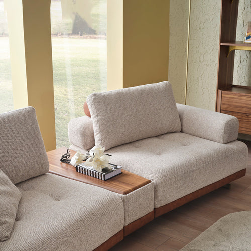 Canapea modulară extensibilă ASTRA cu modul măsuță 280 cm, Crem-Maro - Maroom