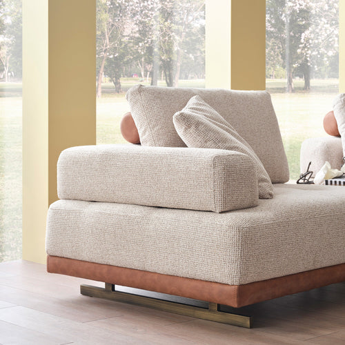 Colțar modular extensibil ASTRA cu șezlong 330 x 180 cm, Crem-Maro - Maroom