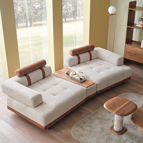 Canapea modulară extensibilă ASTRA cu modul măsuță 280 cm, Crem-Maro - Maroom