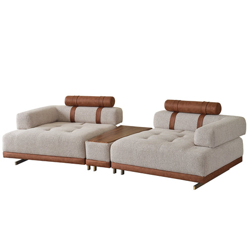 Canapea modulară extensibilă ASTRA cu modul măsuță 280 cm, Crem-Maro - Maroom