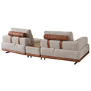 Canapea modulară extensibilă ASTRA cu modul măsuță 280 cm, Crem-Maro - Maroom