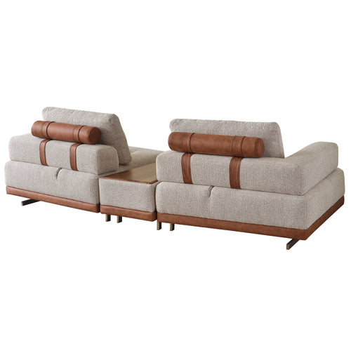 Canapea modulară extensibilă ASTRA cu modul măsuță 280 cm, Crem-Maro - Maroom