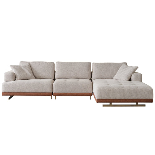 Colțar modular extensibil ASTRA cu șezlong 330 x 180 cm, Crem-Maro - Maroom