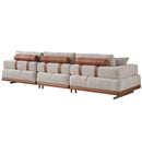 Colțar modular extensibil ASTRA cu șezlong 330 x 180 cm, Crem-Maro - Maroom