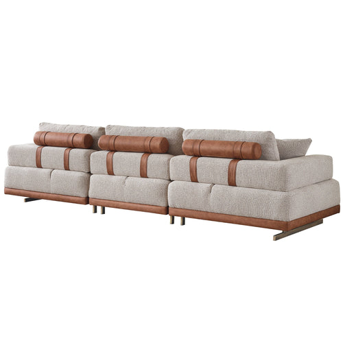 Colțar modular extensibil ASTRA cu șezlong 330 x 180 cm, Crem-Maro - Maroom