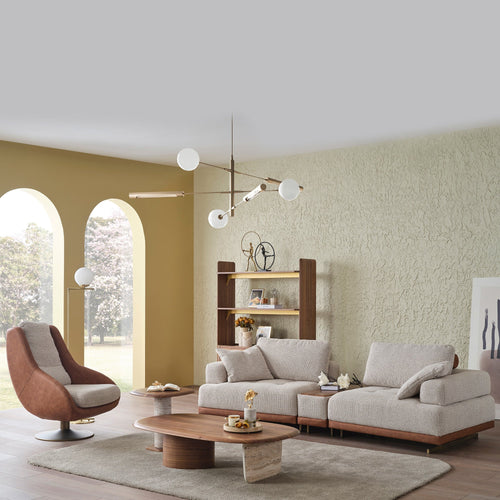 Canapea modulară extensibilă ASTRA cu modul măsuță 280 cm, Crem-Maro - Maroom