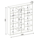 Bibliotecă OXFORD 14 rafturi 125 x 136 cm, Opțiuni culoare - Maroom