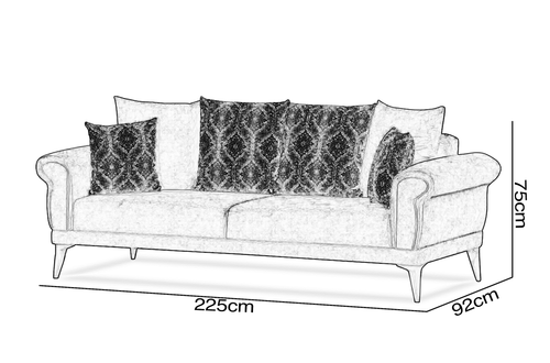 Canapea extensibilă 3 locuri SIDE 225 cm, Easy clean - Maroom