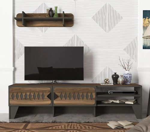 Set comodă TV YORK 2 uși 3 rafturi 184 cm - Maroom