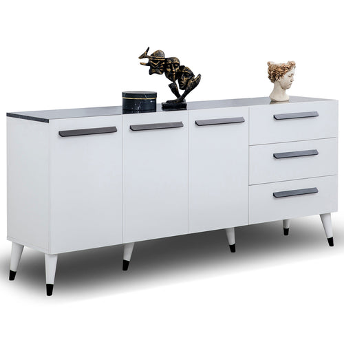 Comodă EMPOLI ALB 3 uşi 3 sertare 190 x 84 cm - Maroom