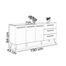 Comodă EMPOLI ALB 3 uşi 3 sertare 190 x 84 cm - Maroom