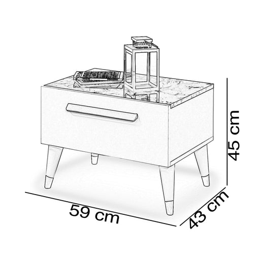 Noptieră EMPOLI ALB 1 sertar 59 x 45 cm - Maroom