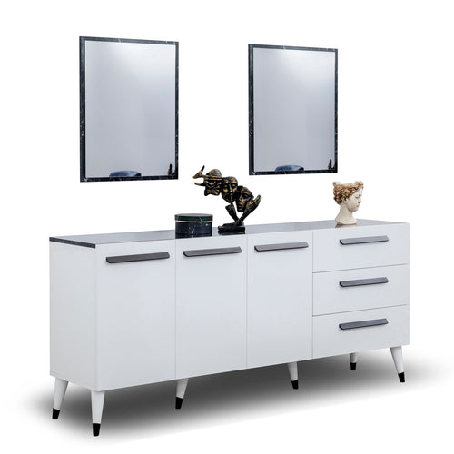 Comodă EMPOLI ALB 3 uşi 3 sertare 190 x 84 cm - Maroom