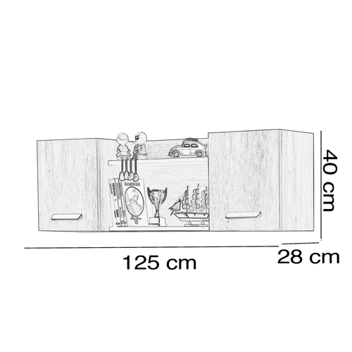 Dulap de perete EMPOLI 2 rafturi 2 uşi 125 x 40 cm - Maroom
