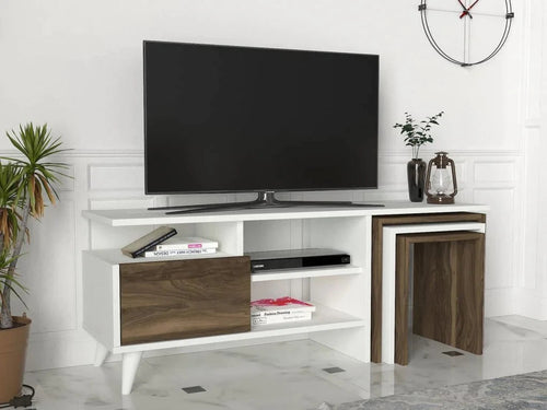 Comodă TV cu măsuțe ADRIANA 1 uşa 2 rafturi 120 cm - Maroom